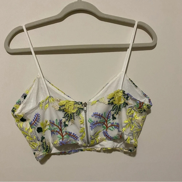Urban Outfitters Floral Mesh Crop Top Medium - Picture 6 of 9
